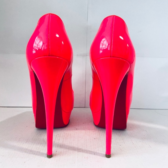 Louboutin LADY PEEP 150 Neon Pink Pump - Picture 4 of 8